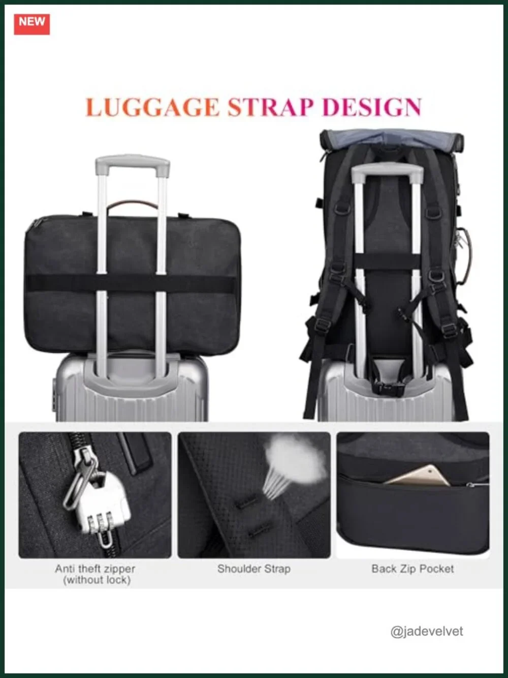 40L Travel Backpack Laptop Bag Dual USB Port Convertible Canvas Backpack